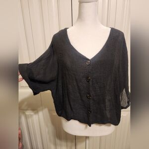 Women's Black Button-Up Top